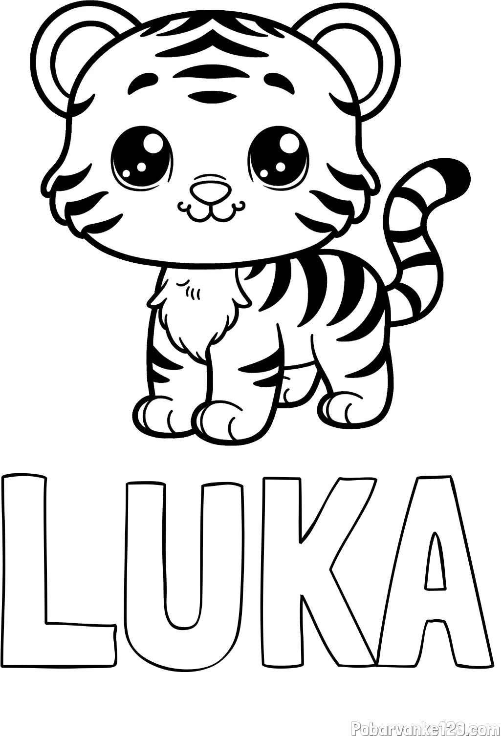 Pobarvanka imena LUKA in pobarvanka ljubkega tigrčka