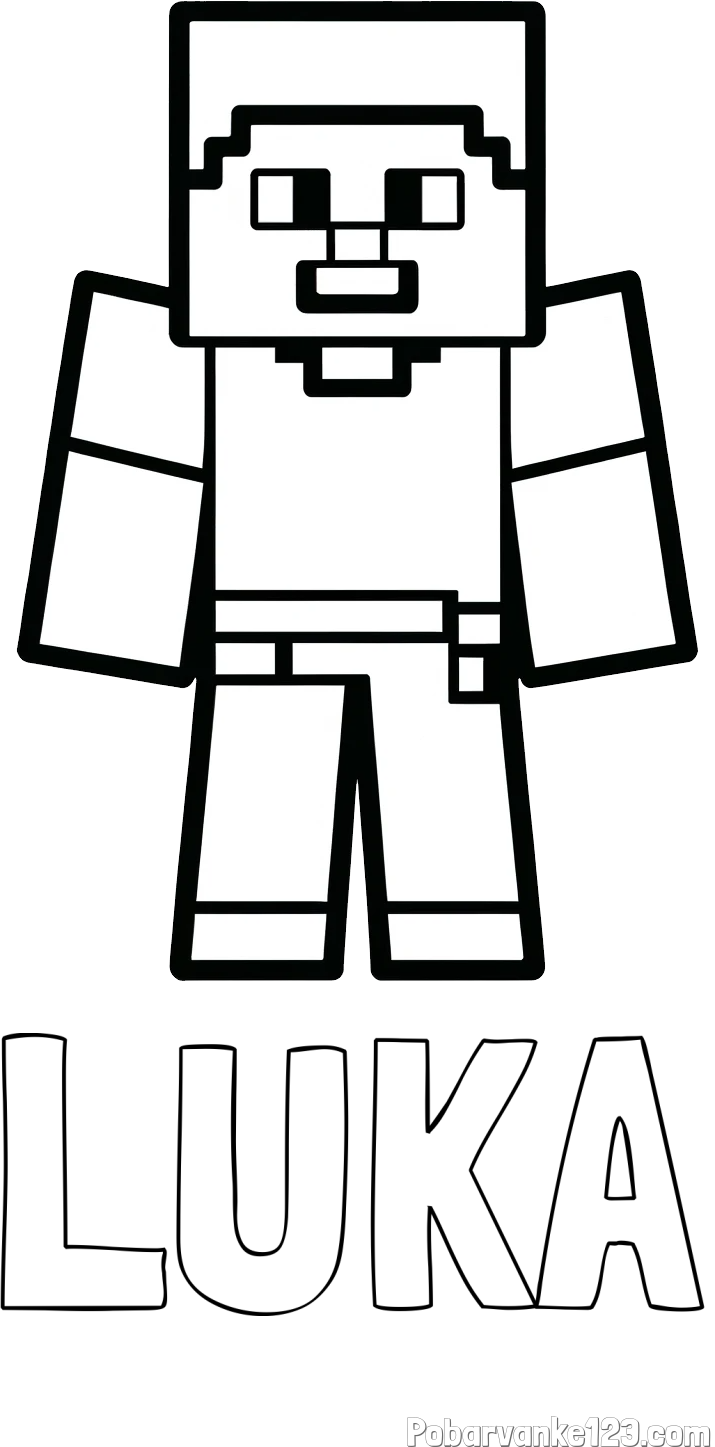 Pobarvanka imena LUKA in pobarvanka Minecraft figurice