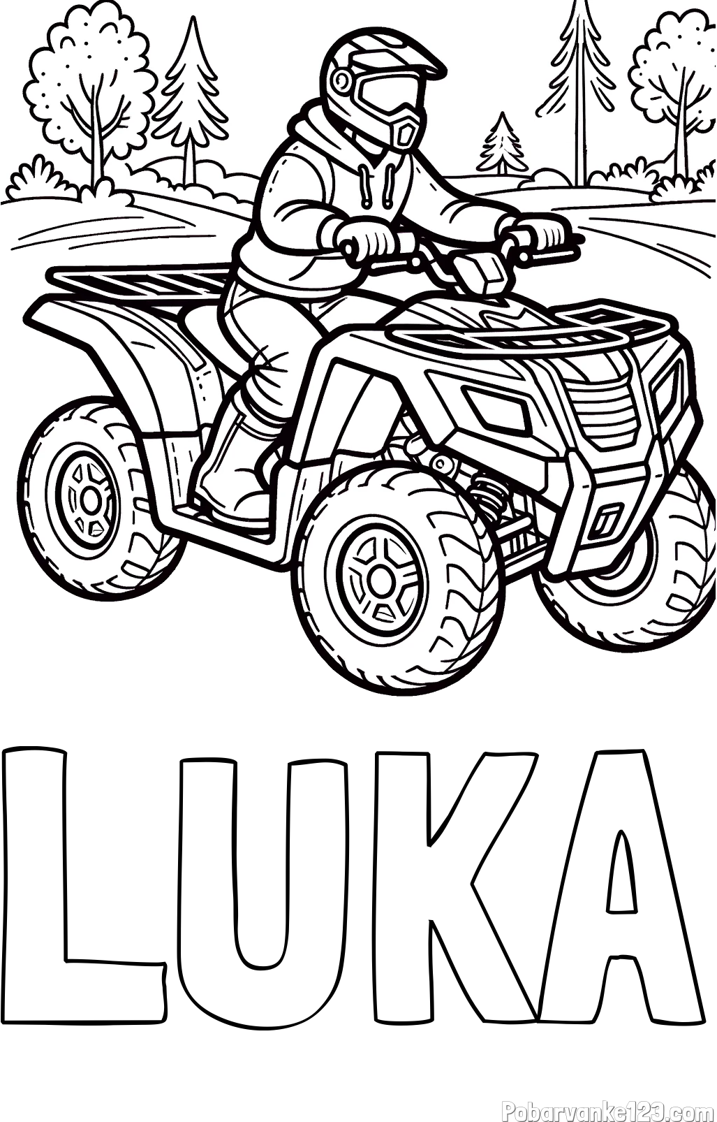 Pobarvanka imena LUKA in pobarvanka motorista na štirikolesniku