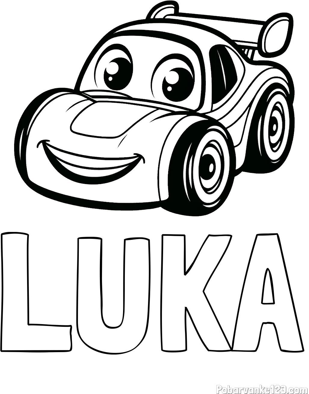 Pobarvanka imena LUKA in pobarvanka otroškega avtomobila
