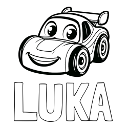 Pobarvanka imena LUKA in pobarvanka otroškega avtomobila