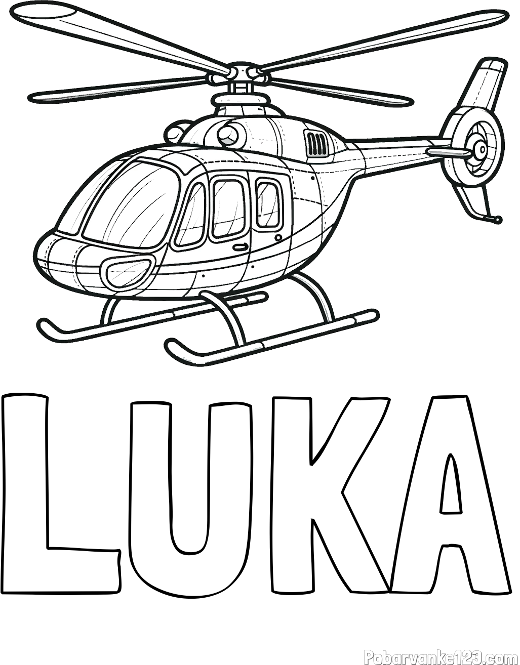 Pobarvanka imena LUKA in pobarvanka sodobnega helikopterja
