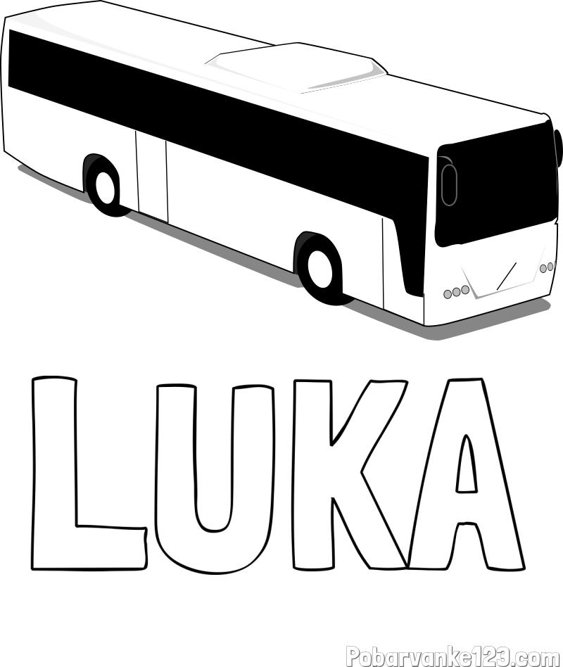 Pobarvanka imena LUKA in pobarvanka velikega avtobusa