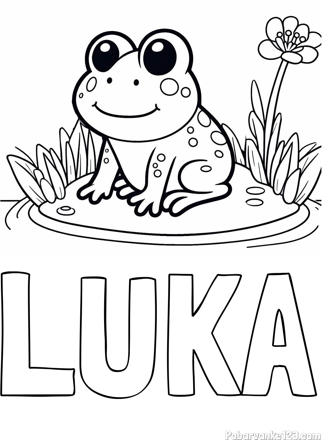Pobarvanka imena LUKA in pobarvanka žabe