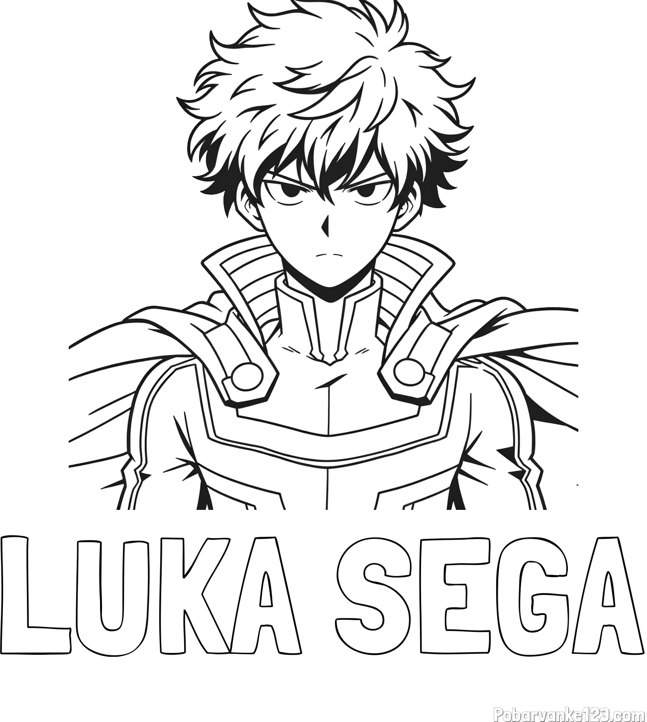 Pobarvanka imena LUKA ŠEGA in pobarvanka junaka v anime slogu