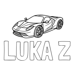 Online izdelana pobarvanka - Pobarvanka imena LUKA Ž in pobarvanka dirkalnega avtomobila