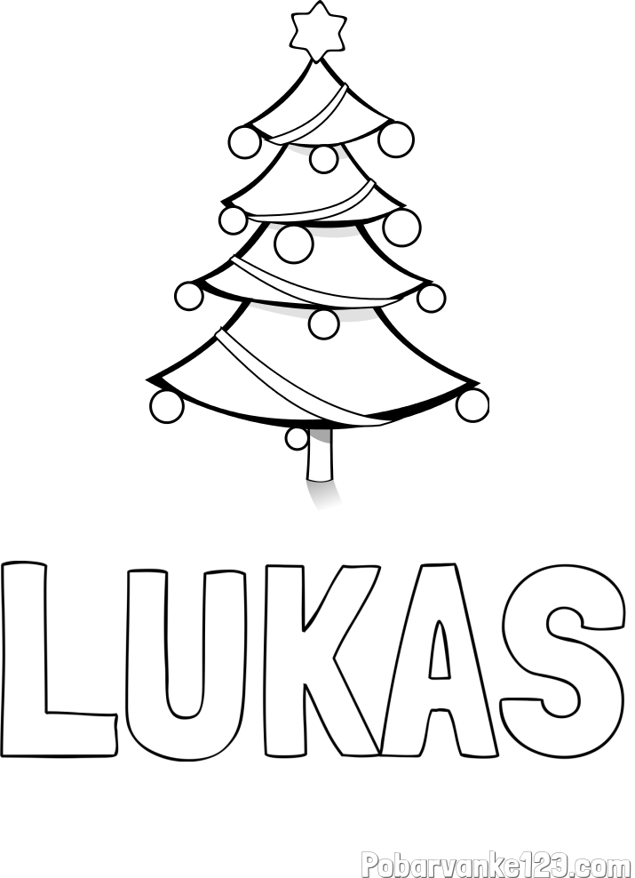 Pobarvanka imena LUKAS in božična smreka
