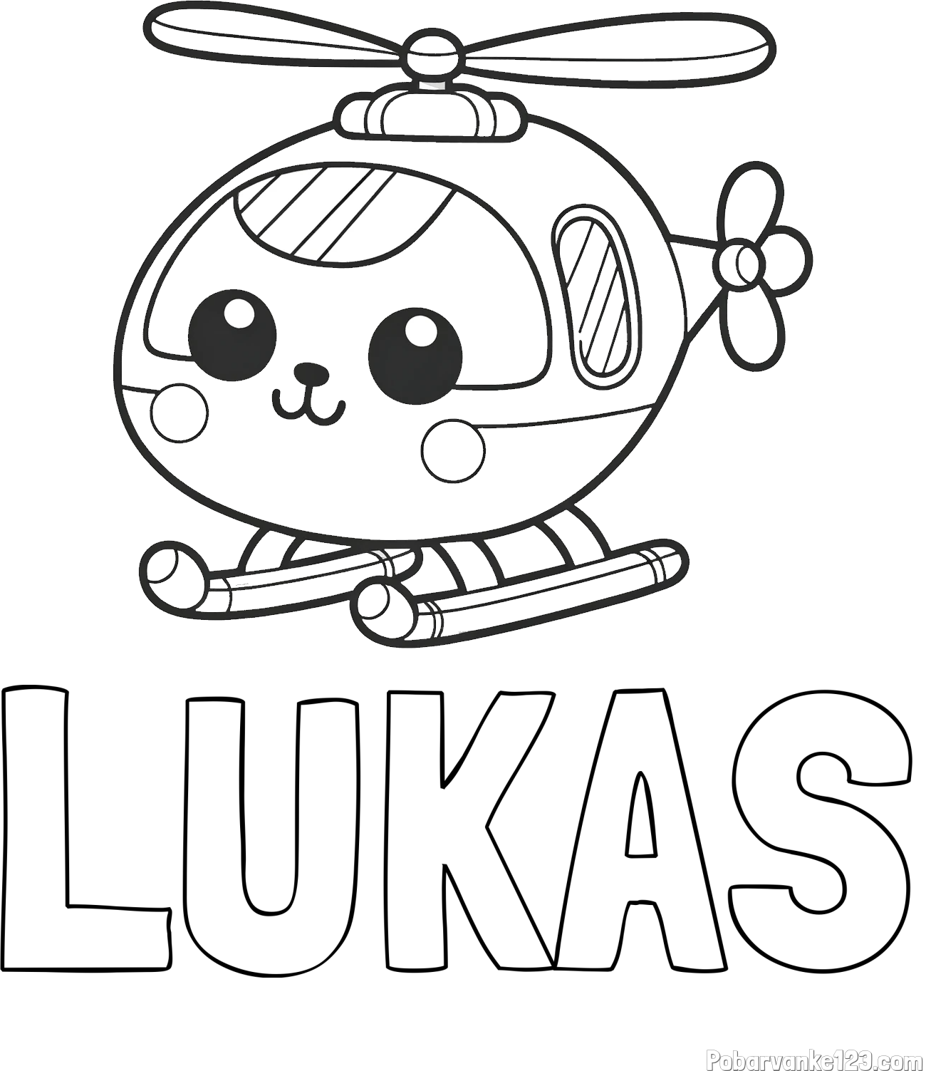 Pobarvanka imena LUKAS in otroška pobarvanka helikopterja