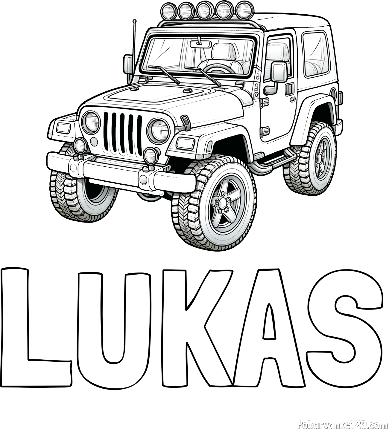 Pobarvanka imena LUKAS in pobarvanka džipa