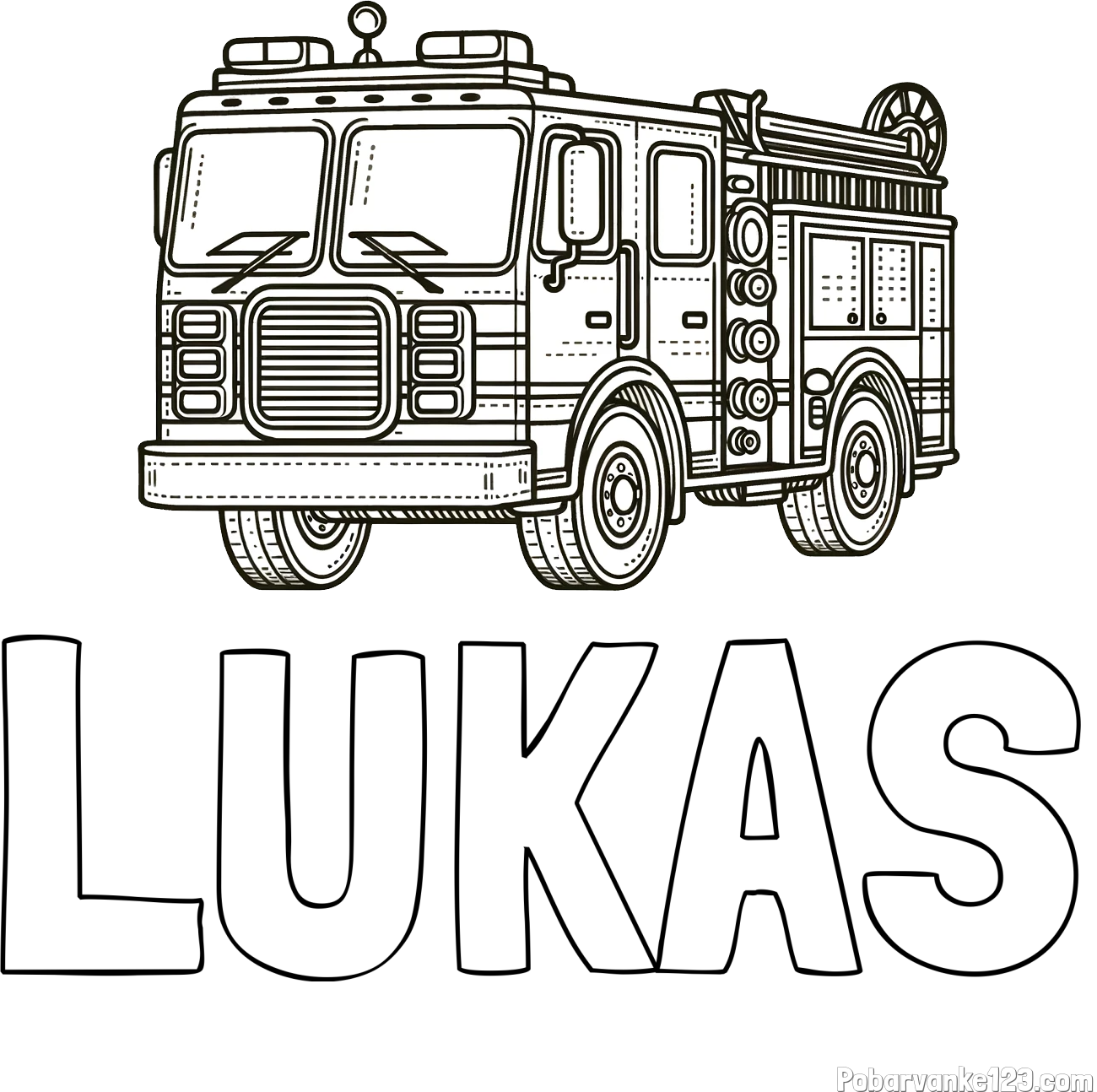 Pobarvanka imena LUKAS in pobarvanka gasilskega avta