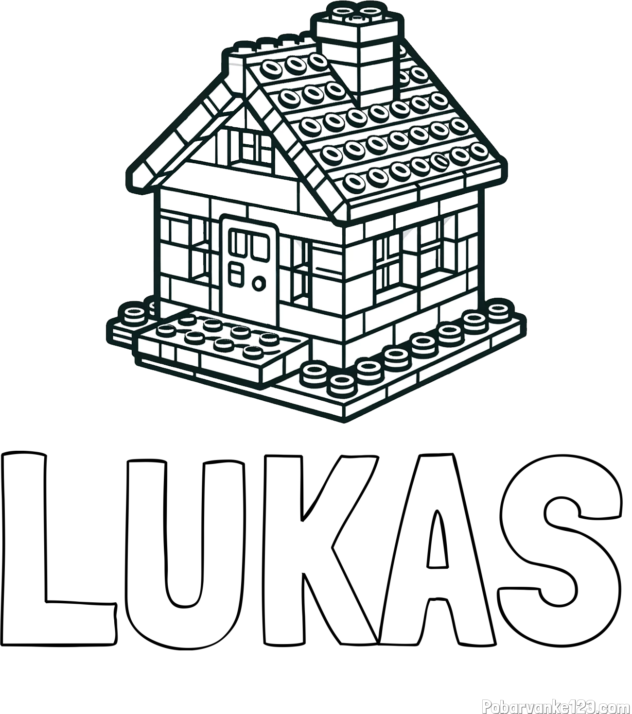 Pobarvanka imena LUKAS in pobarvanka LEGO hiške
