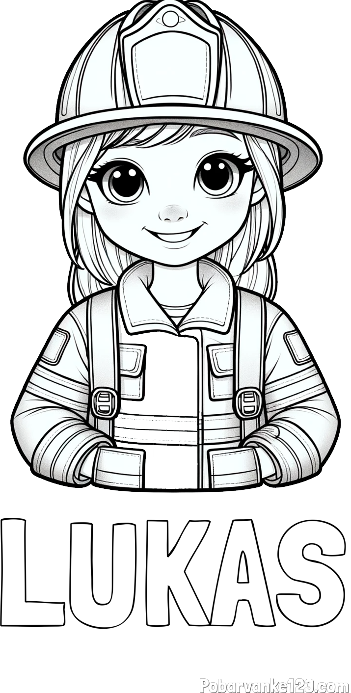 Pobarvanka imena LUKAS in pobarvanka ljubke gasilke