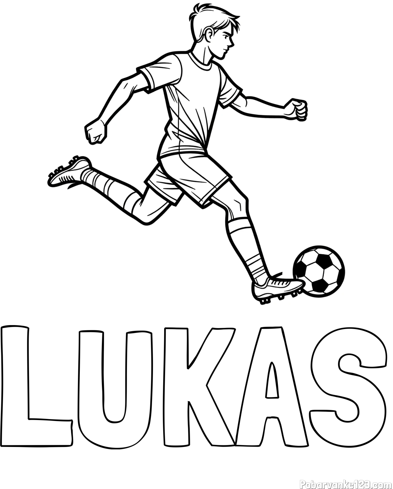 Pobarvanka imena LUKAS in pobarvanka nogometaša v napadu