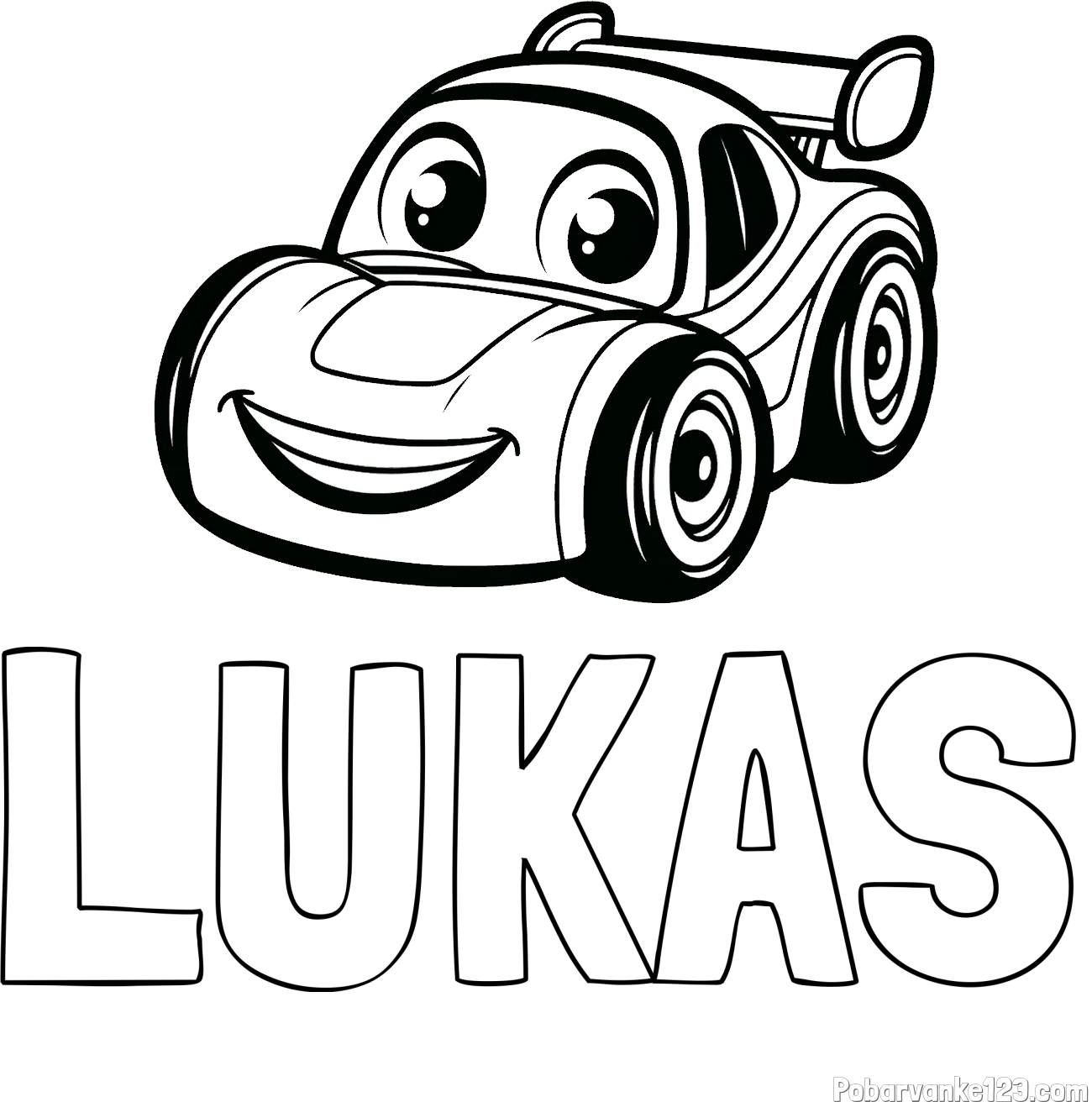 Pobarvanka imena LUKAS in pobarvanka otroškega avtomobila