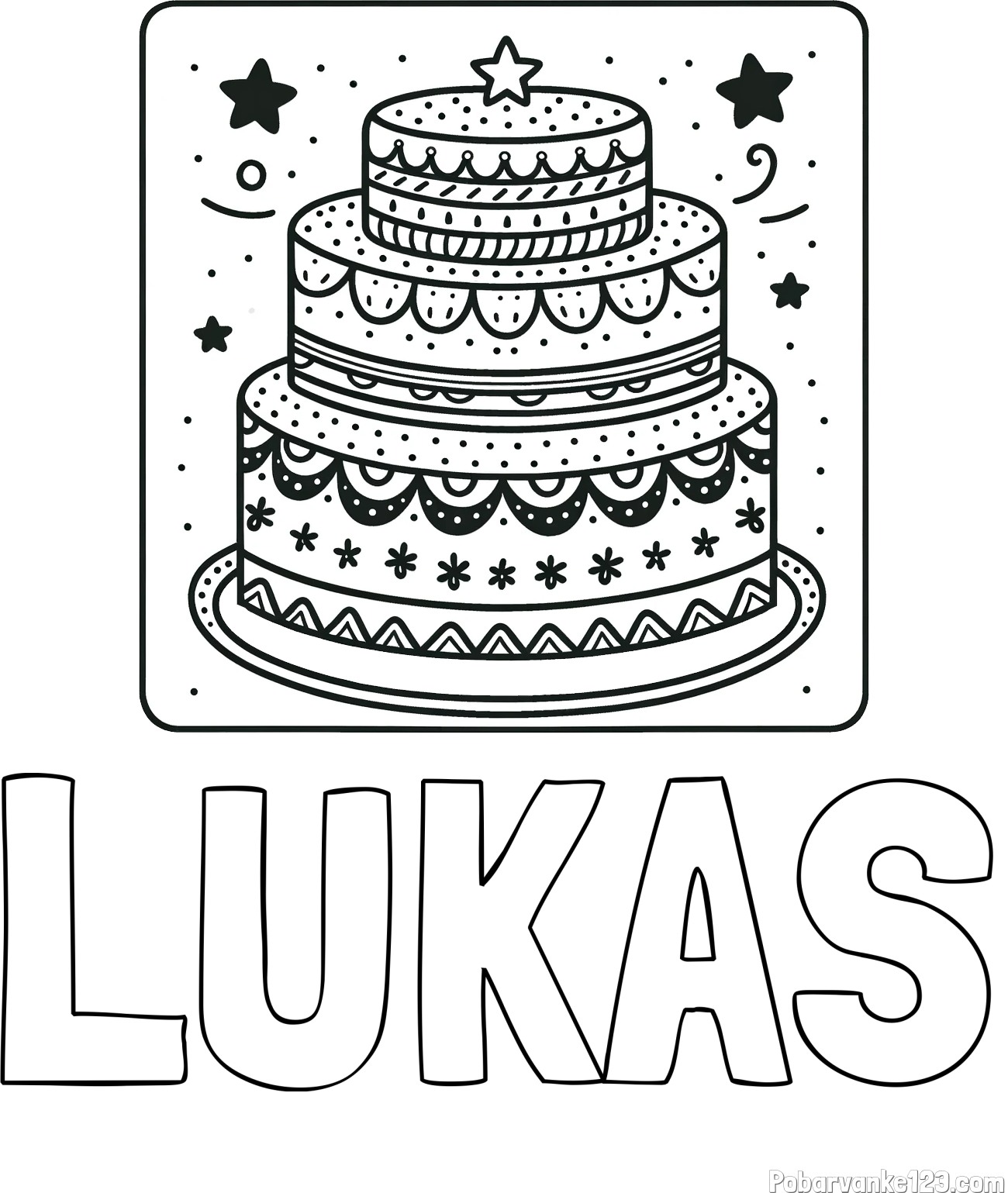 Pobarvanka imena LUKAS in pobarvanka slastne torte