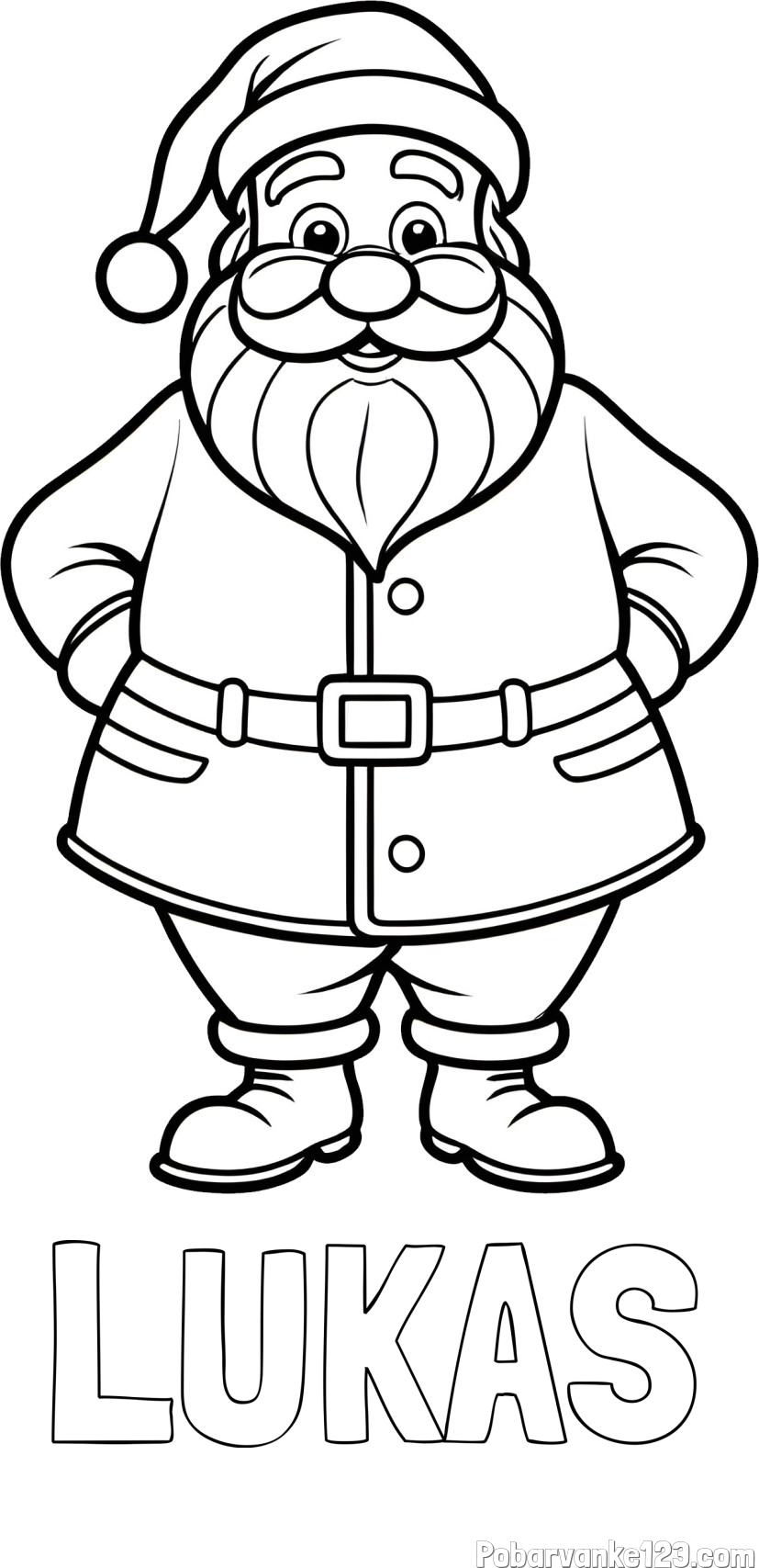 Pobarvanka imena LUKAS in pobarvanka stoječega Božička