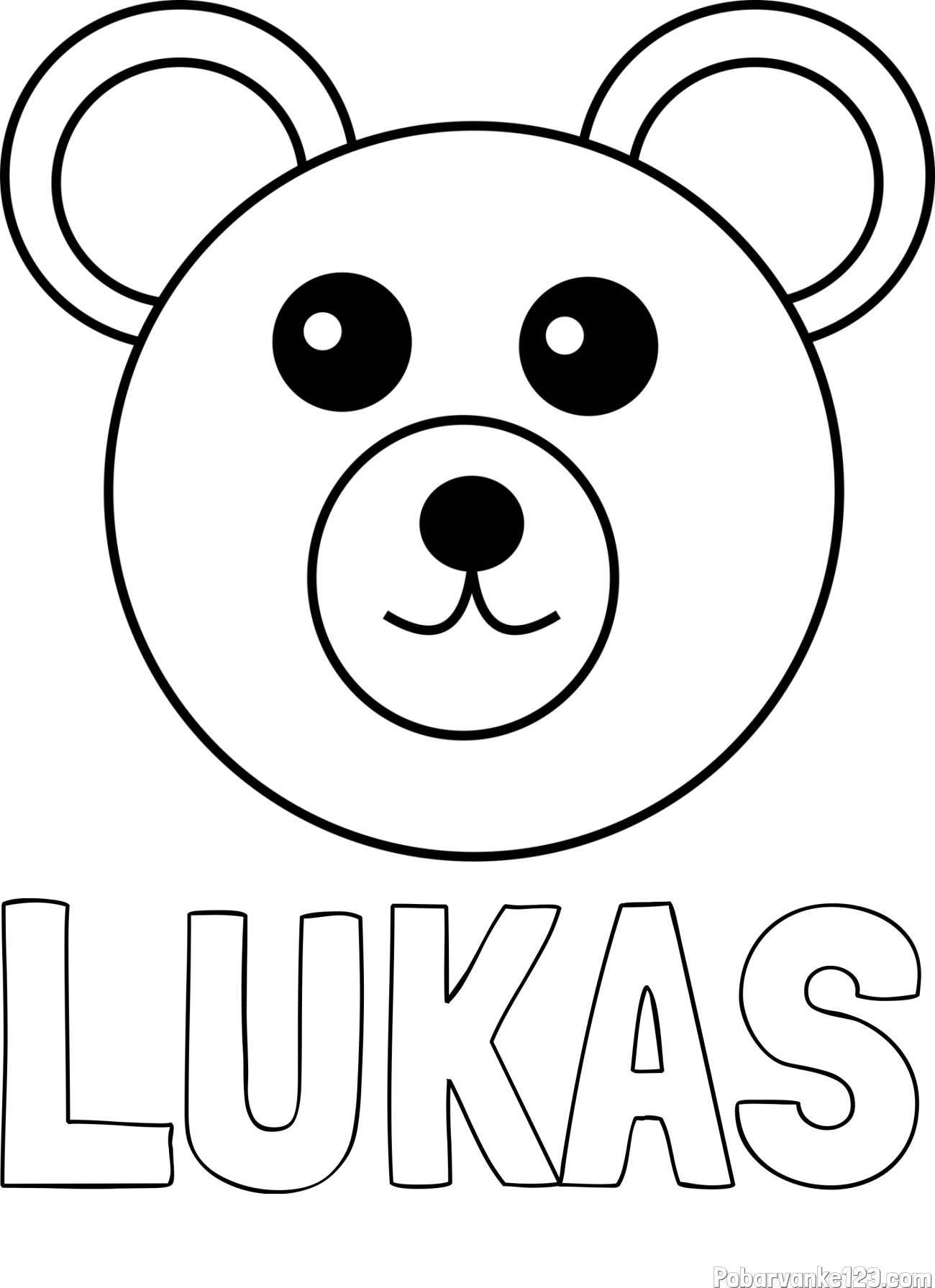 Pobarvanka imena LUKAS in preprosta pobarvanka medvedka
