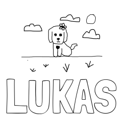Online izdelana pobarvanka - Pobarvanka imena LUKAS in ZA PSIČKO LIZO