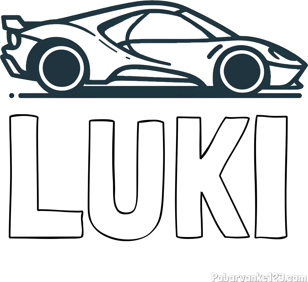 Pobarvanka imena LUKI in otroška pobarvanka dirkalnega avtomobila