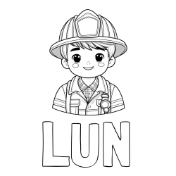 Online izdelana pobarvanka - Pobarvanka imena LUN in pobarvanka mladega gasilca