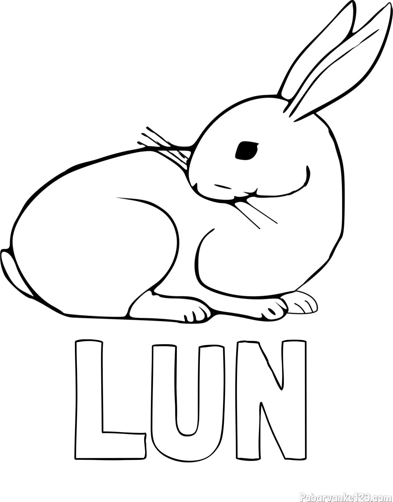 Pobarvanka imena LUN in pobarvanka zajčka, ki je nekaj opazil