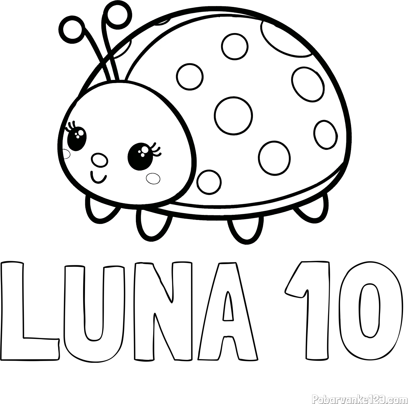 Pobarvanka imena LUNA 10 in pobarvanka ljubke pikapolonice