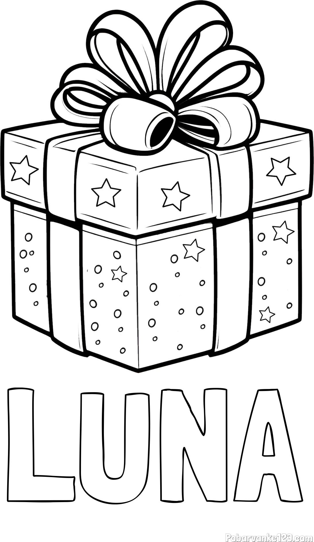 Pobarvanka imena LUNA in pobarvanka božičnega darila