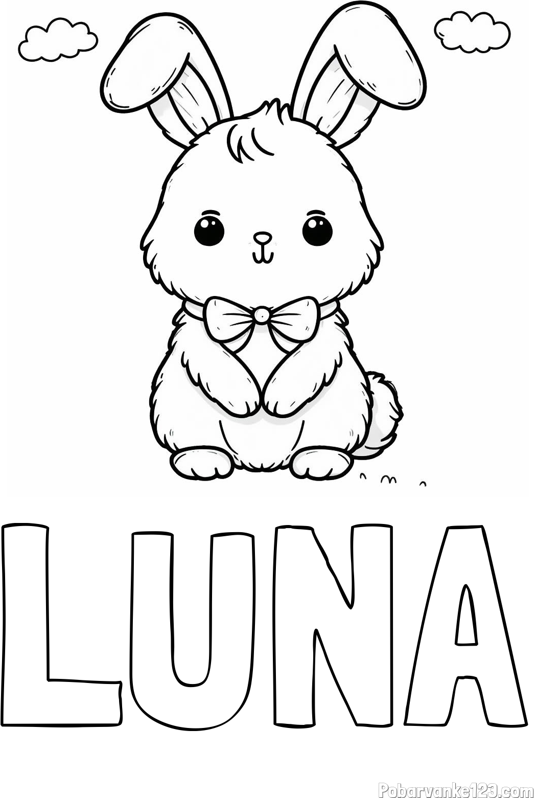 Pobarvanka imena LUNA in pobarvanka prikupnega zajčka