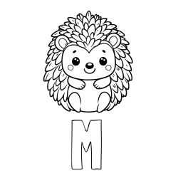 Online izdelana pobarvanka - Pobarvanka imena M in pobarvanka prikupnega ježa