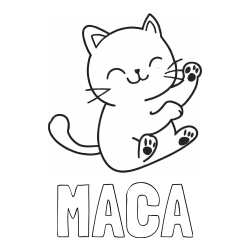 Online izdelana pobarvanka - Pobarvanka imena MACA in pobarvanka razigranega mucka