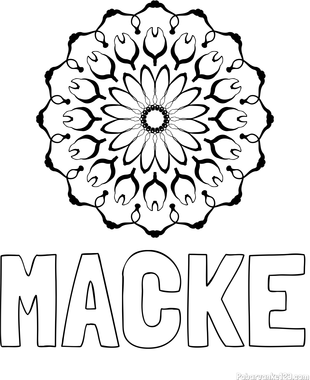 Pobarvanka imena MAČKE in mandale 3