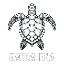 Online izdelana pobarvanka - Pobarvanka imena MAGDALENA in enostavna pobarvanka želve