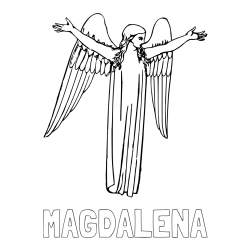 Online izdelana pobarvanka - Pobarvanka imena MAGDALENA in lepa pobarvanka angela