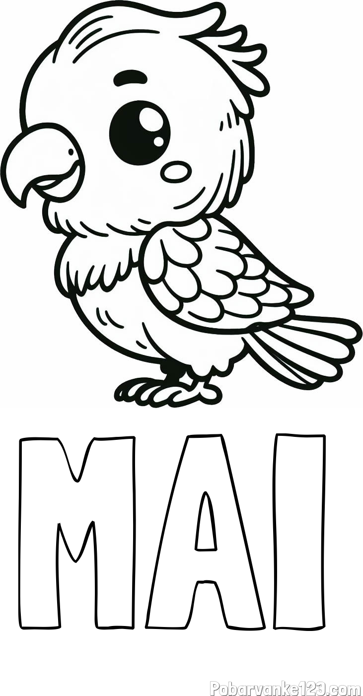 Pobarvanka imena MAI in pobarvanka ljubkega papagaja