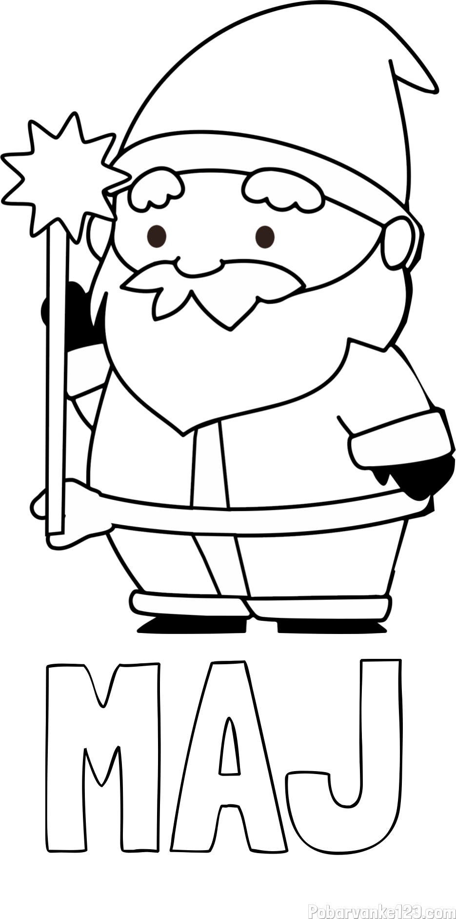 Pobarvanka imena MAJ in dedek Mraz