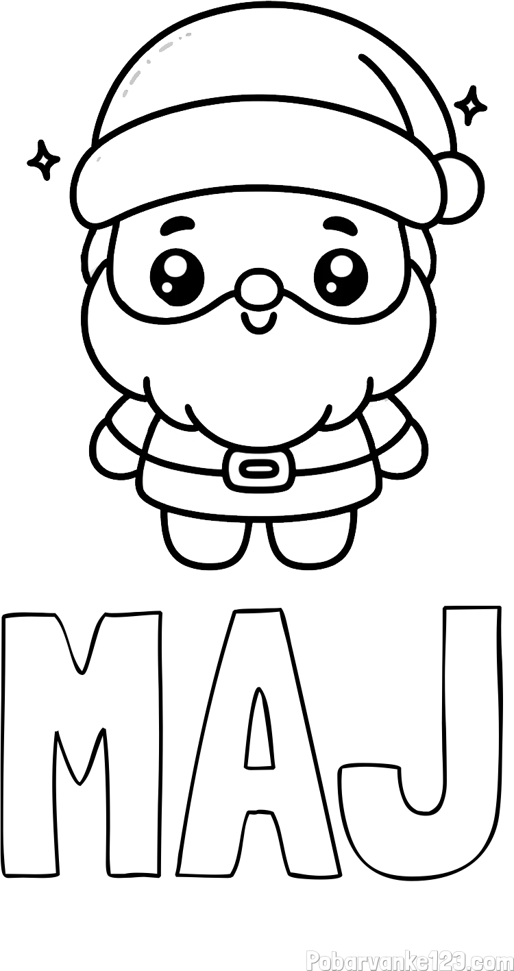 Pobarvanka imena MAJ in enostavna otroška pobarvanka Božička
