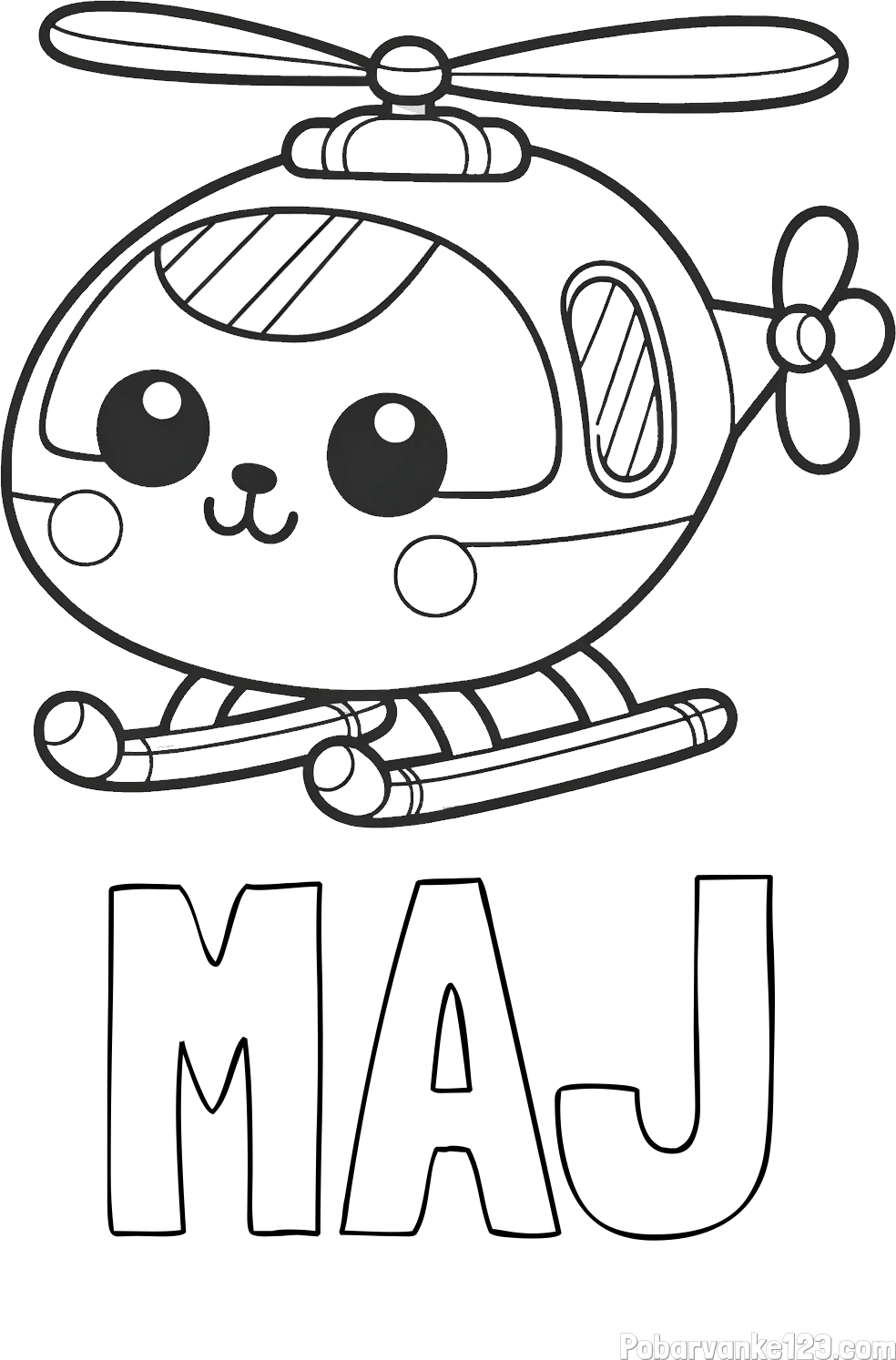 Pobarvanka imena MAJ in otroška pobarvanka helikopterja