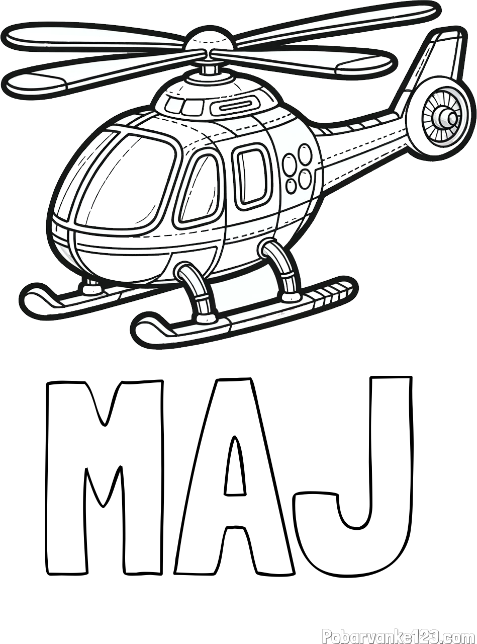 Pobarvanka imena MAJ in pobarvanka helikopterja