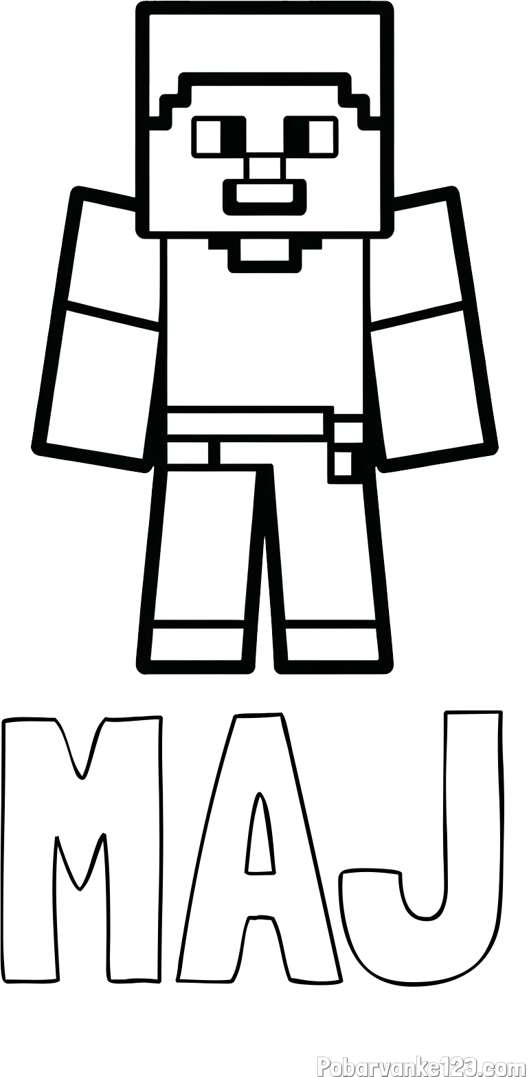Pobarvanka imena MAJ in pobarvanka Minecraft figurice