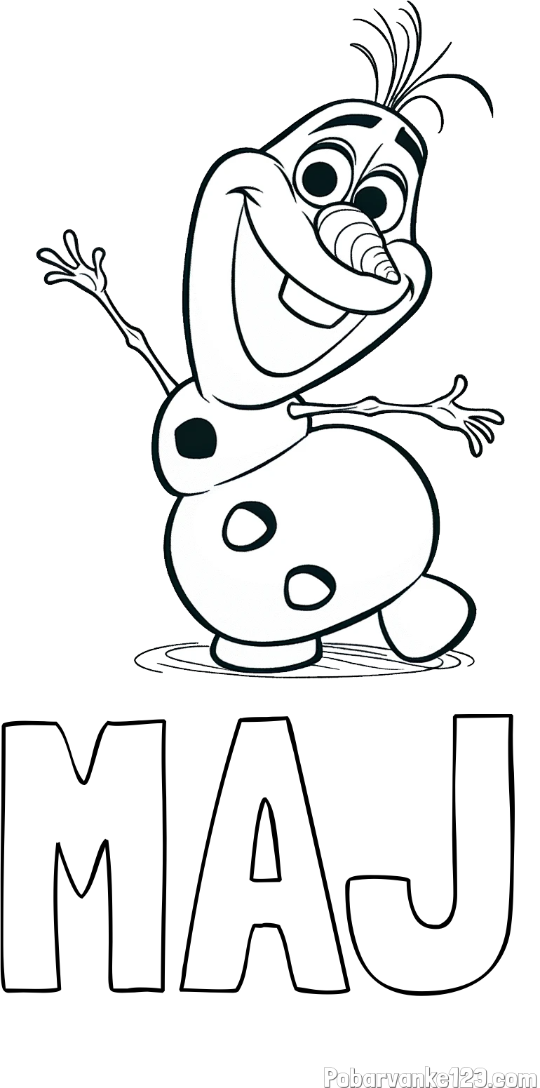 Pobarvanka imena MAJ in pobarvanka Olaf