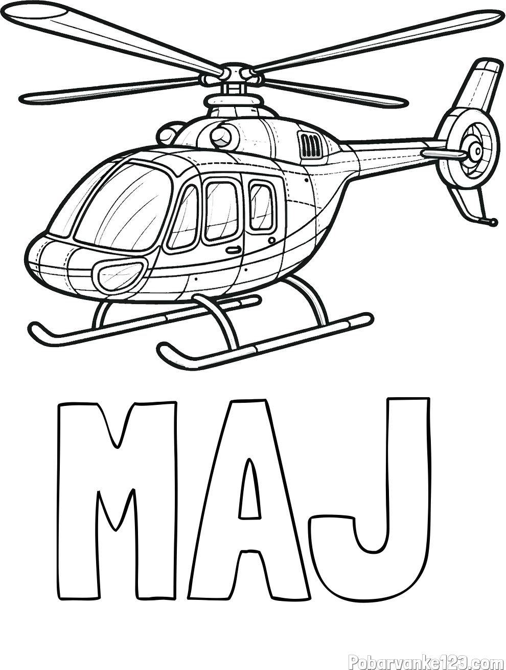 Pobarvanka imena MAJ in pobarvanka sodobnega helikopterja