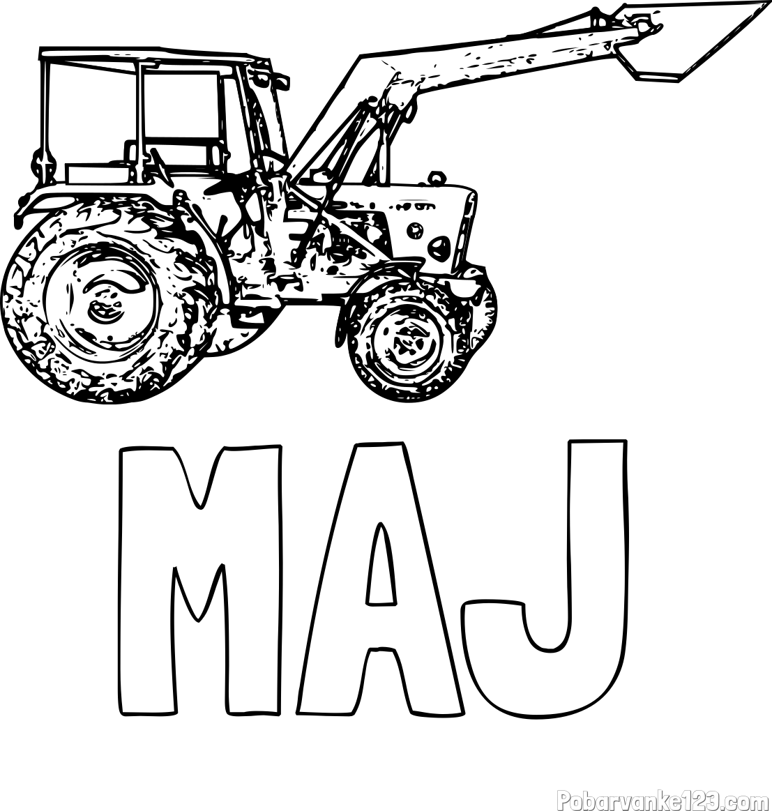 Pobarvanka imena MAJ in pobarvanka starega traktorja