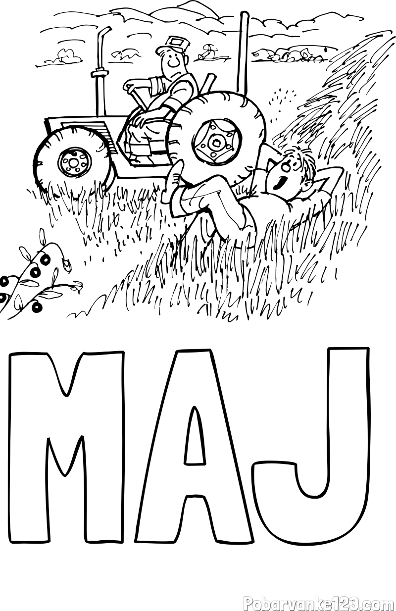 Pobarvanka imena MAJ in pobarvanka traktor