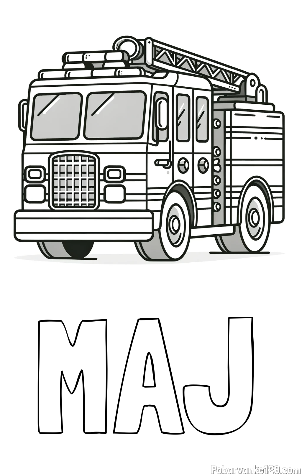 Pobarvanka imena MAJ in pobarvanka velikega gasilskega avta