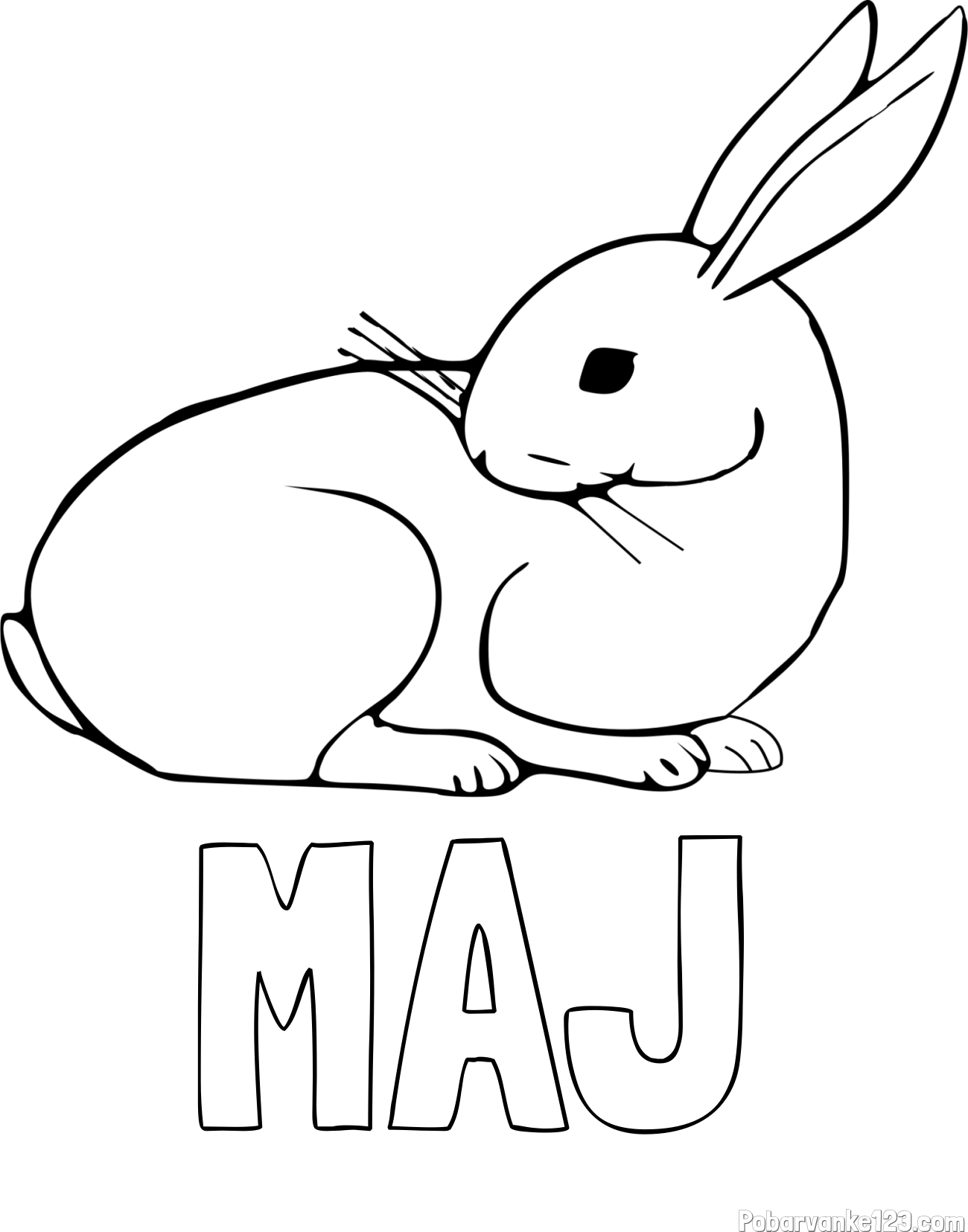 Pobarvanka imena MAJ in pobarvanka zajčka, ki je nekaj opazil