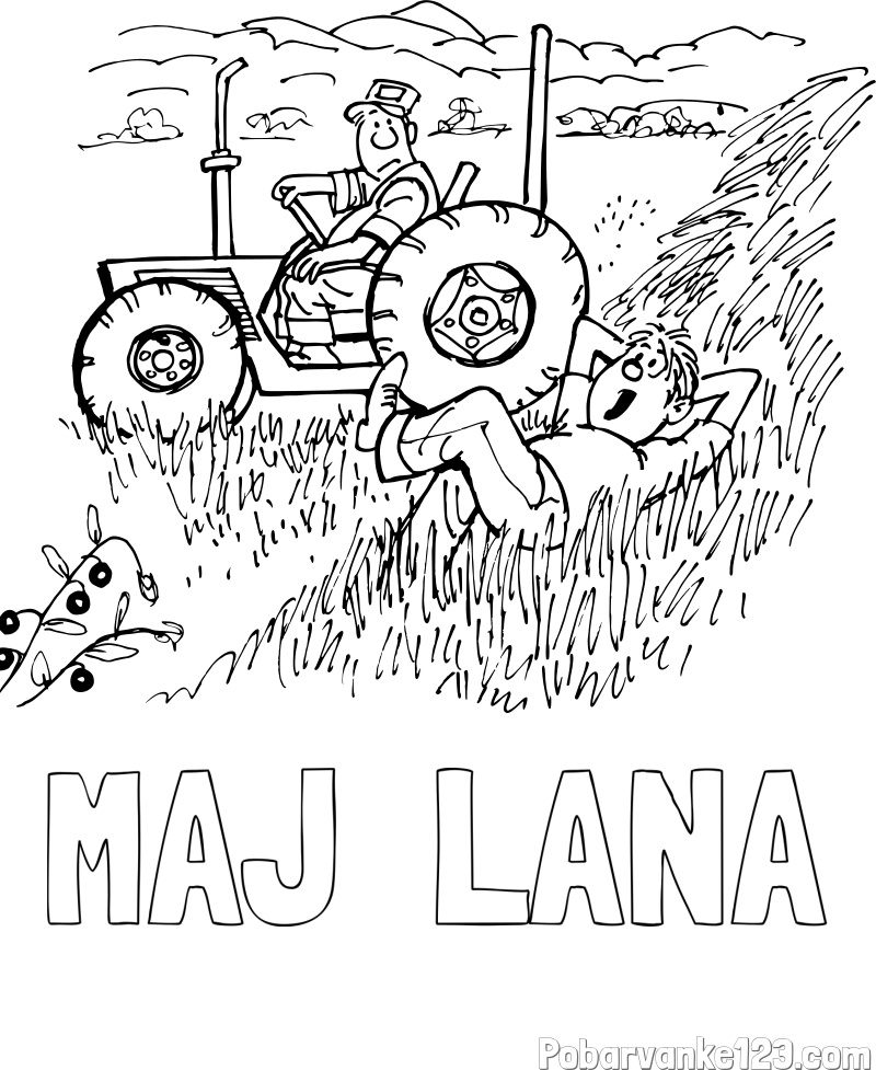 Pobarvanka imena MAJ  LANA in pobarvanka traktor
