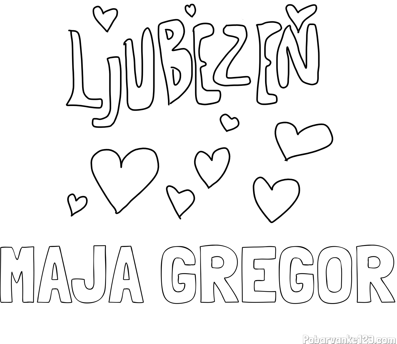 Pobarvanka imena MAJA GREGOR in pobarvanka ljubezni ❤