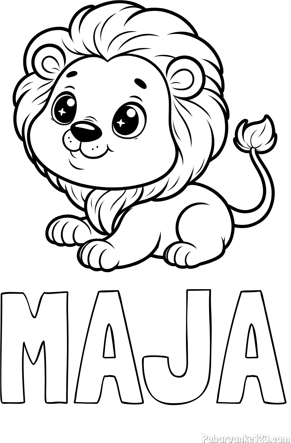 Pobarvanka imena MAJA in pobarvanka igrivega levčka
