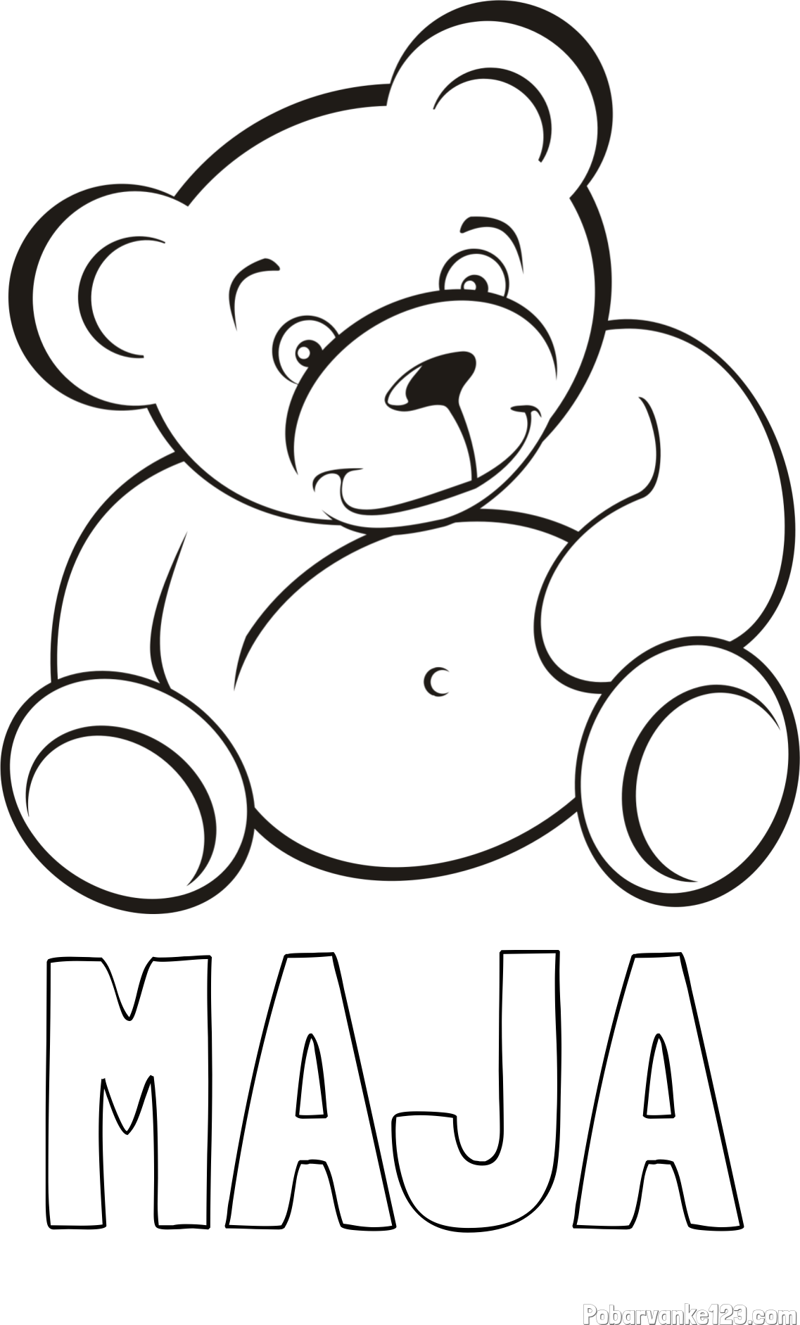 Pobarvanka imena MAJA in pobarvanka medvedka
