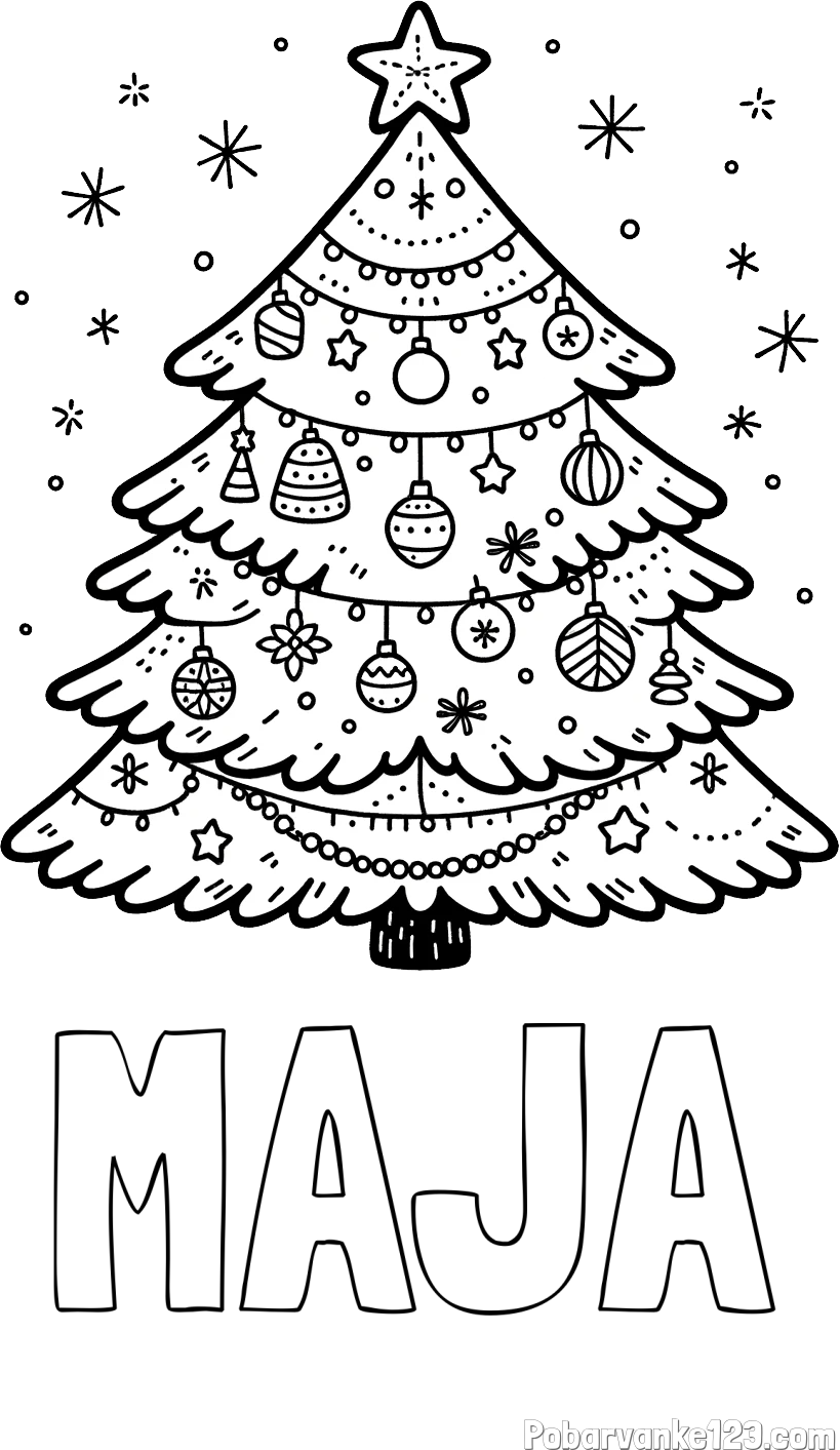 Pobarvanka imena MAJA in pobarvanka novoletne jelke